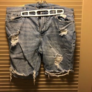 Mens Hollister Ripped Jean Shorts